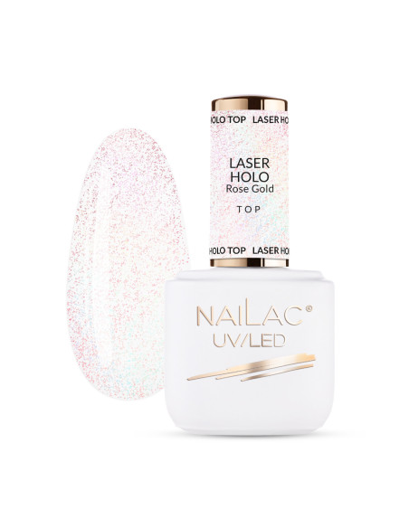 Hybrid top coat Laser Holo Top Rose Gold NaiLac 7ml