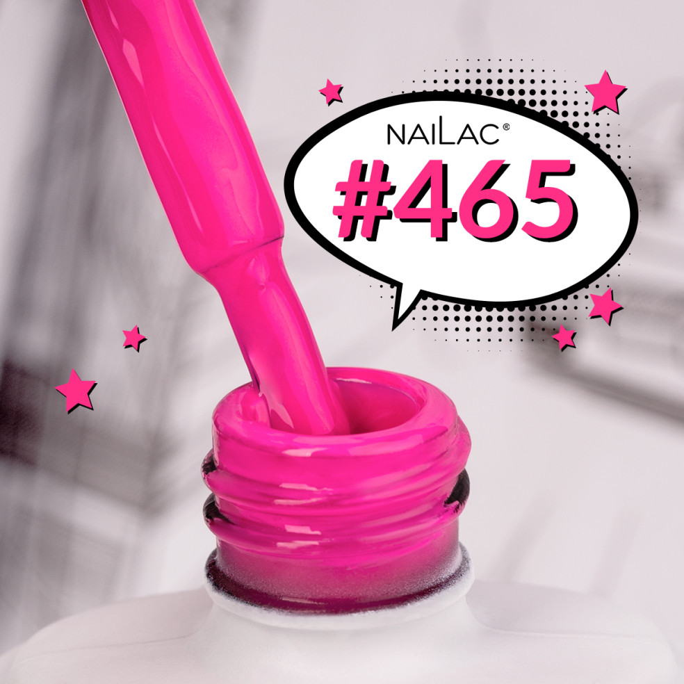 Pędzelek zanurzony w neonowym różowym lakierze hybrydowym #465