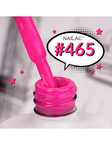 Pędzelek zanurzony w neonowym różowym lakierze hybrydowym #465