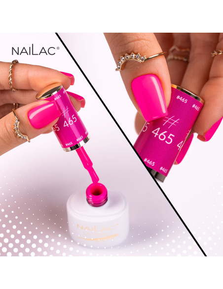 Paznokieć pomalowany różowym neonowym lakierem hybrydowym