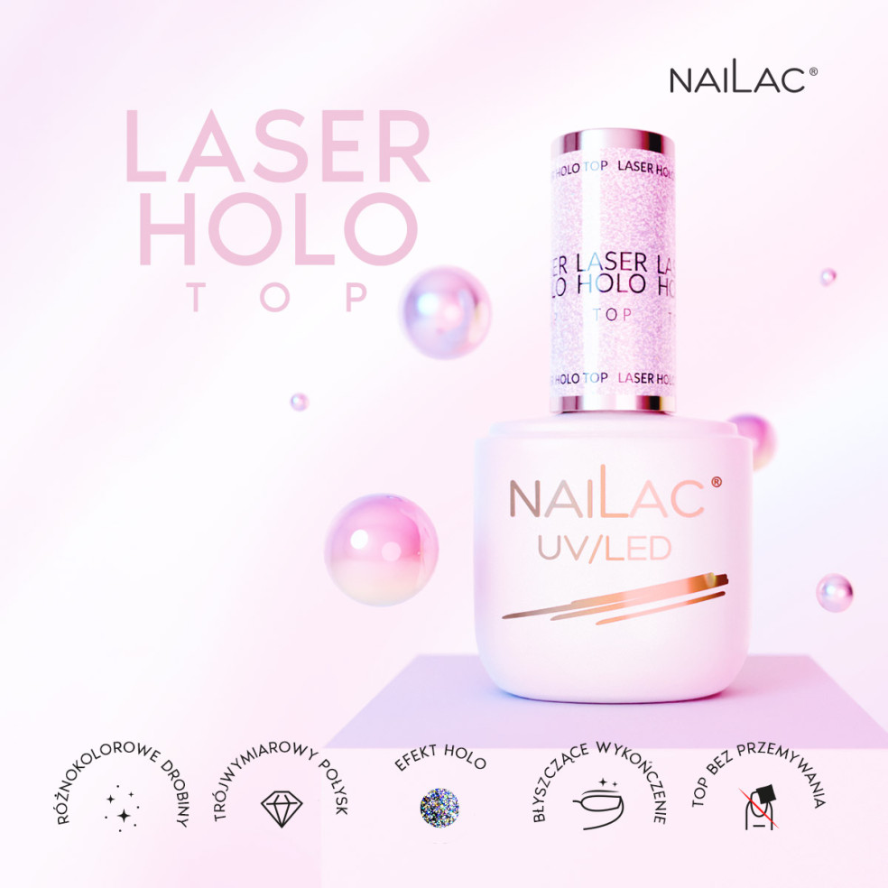 Top hybrydowy Laser Holo Top NaiLac 7ml Top hybrydowy Laser Holo Top NaiLac 7ml