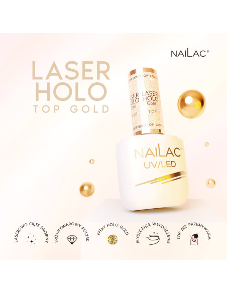 Hybrid top coat Laser Holo Top Gold NaiLac 7ml