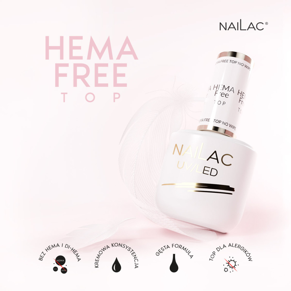 Hema Free Hybrid top coat - No Wipe NaiLac 7ml