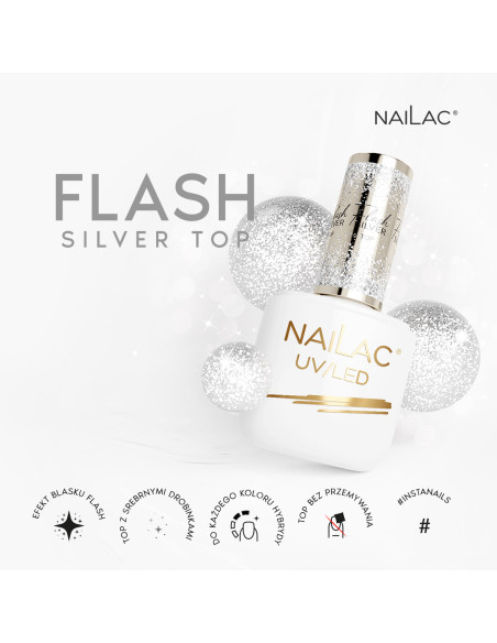 Hybrid top coat Flash Silver Top 7ml NaiLac