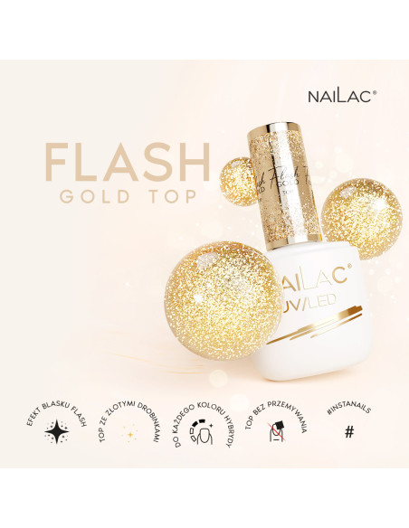 Hybrid top coat Flash Gold Top 7ml NaiLac