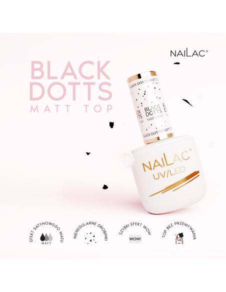 Black Dotts Matt TOP NaiLac 7ml NaiLac - 1 Black Dotts Matt TOP NaiLac 7ml NaiLac - 1
