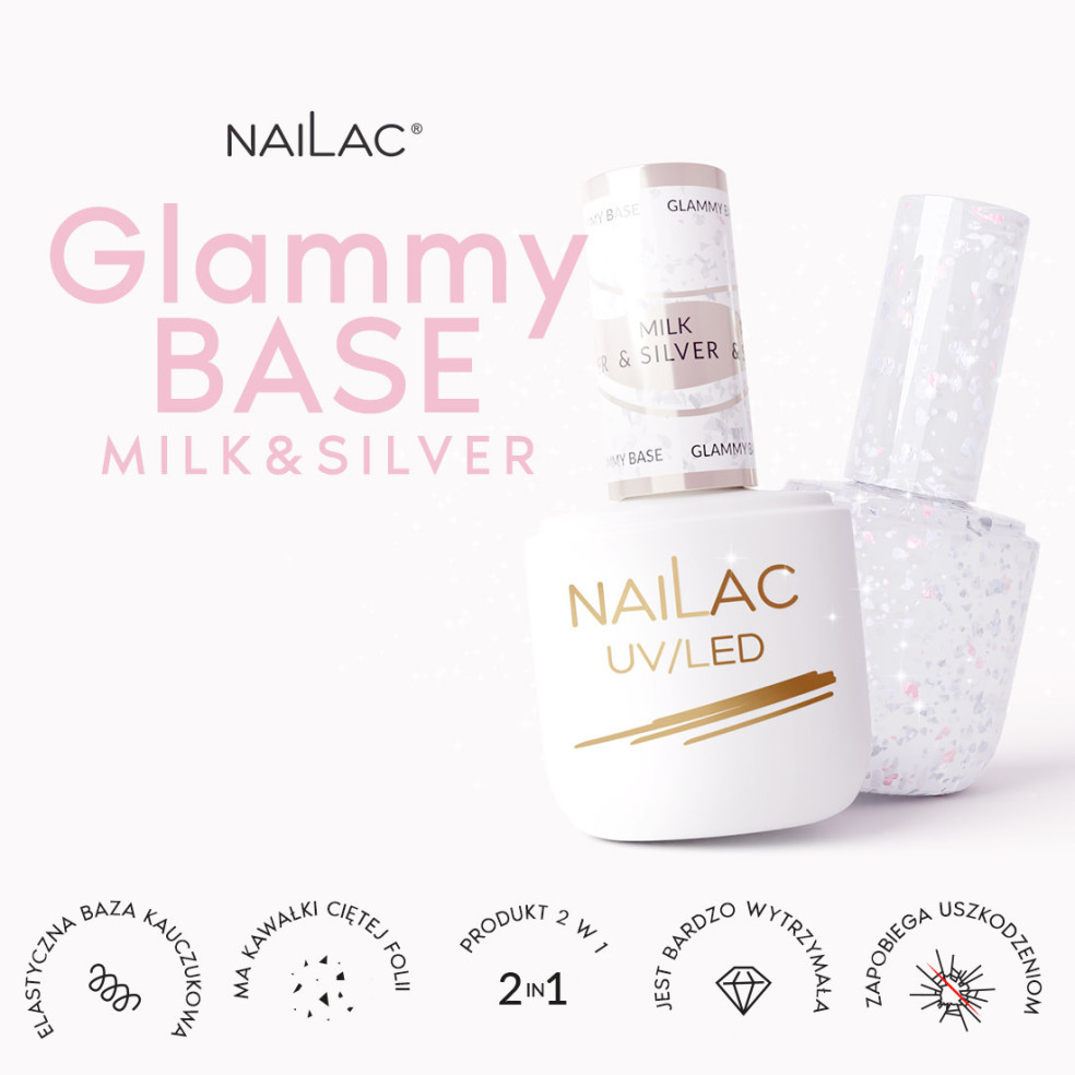 Rubber Base Glammy Base Milk&Silver NaiLac 7ml