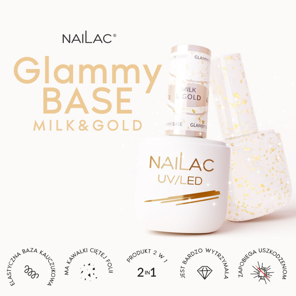 Baza kauczukowa Glammy Base Milk&Gold NaiLac 7ml