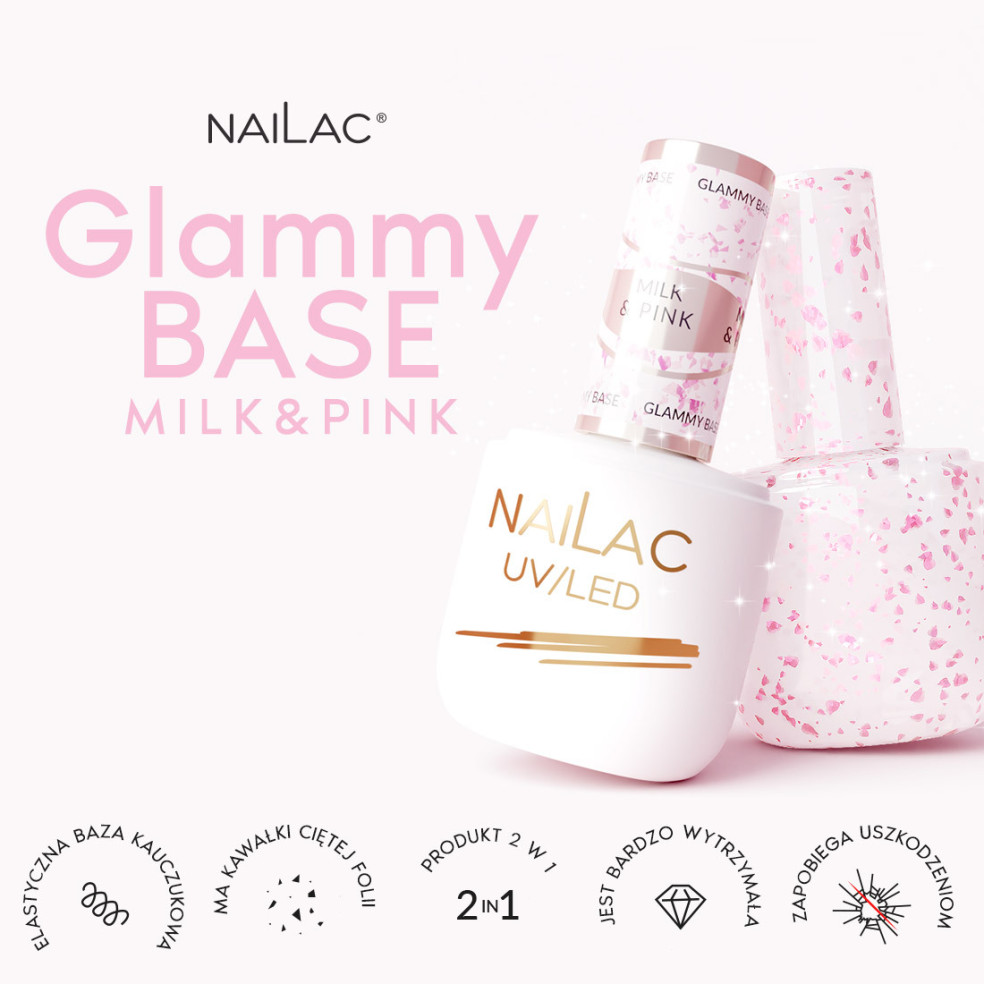 Rubber Base Glammy Base Milk&Pink NaiLac 7ml