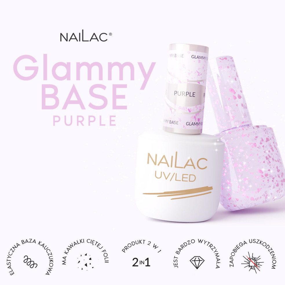 Rubber Base Glammy Base Purple NaiLac 7ml