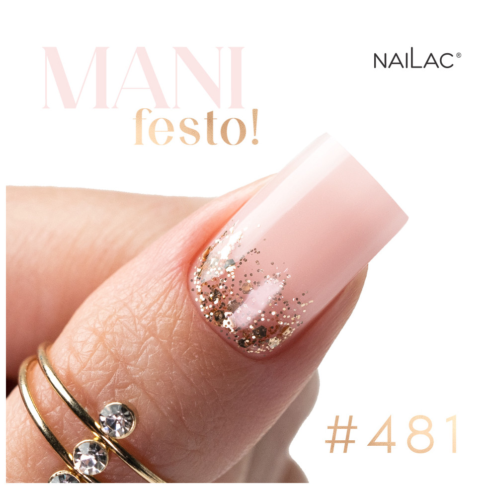 Zdobienie wykonane za pomocą złotego brokatowego lakieru hybrydowego