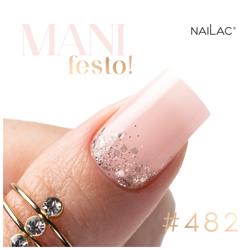 Zdobienie na paznokciu wykonane za pomocą złotego brokatowego lakieru hybrydowego Zdobienie na paznokciu wykonane za pomocą złotego brokatowego lakieru hybrydowego