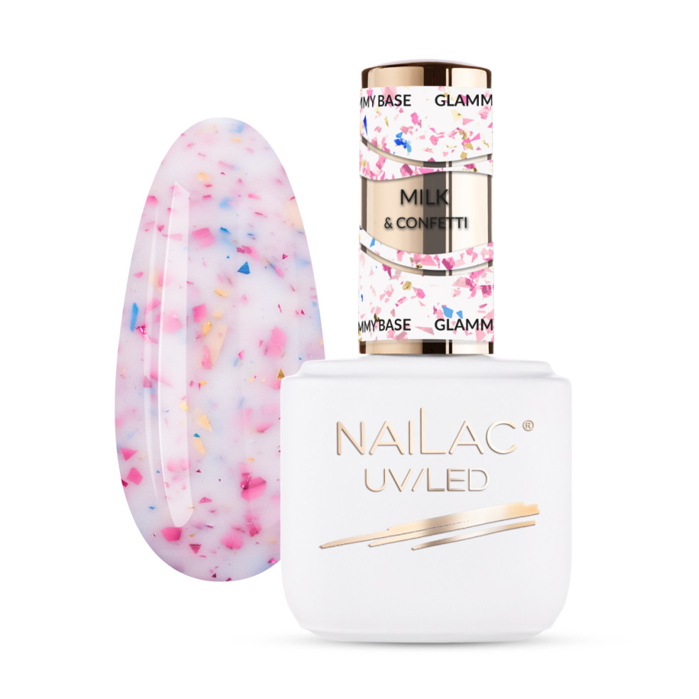 Baza kauczukowa Glammy Base Milk&Confetti NaiLac 7ml