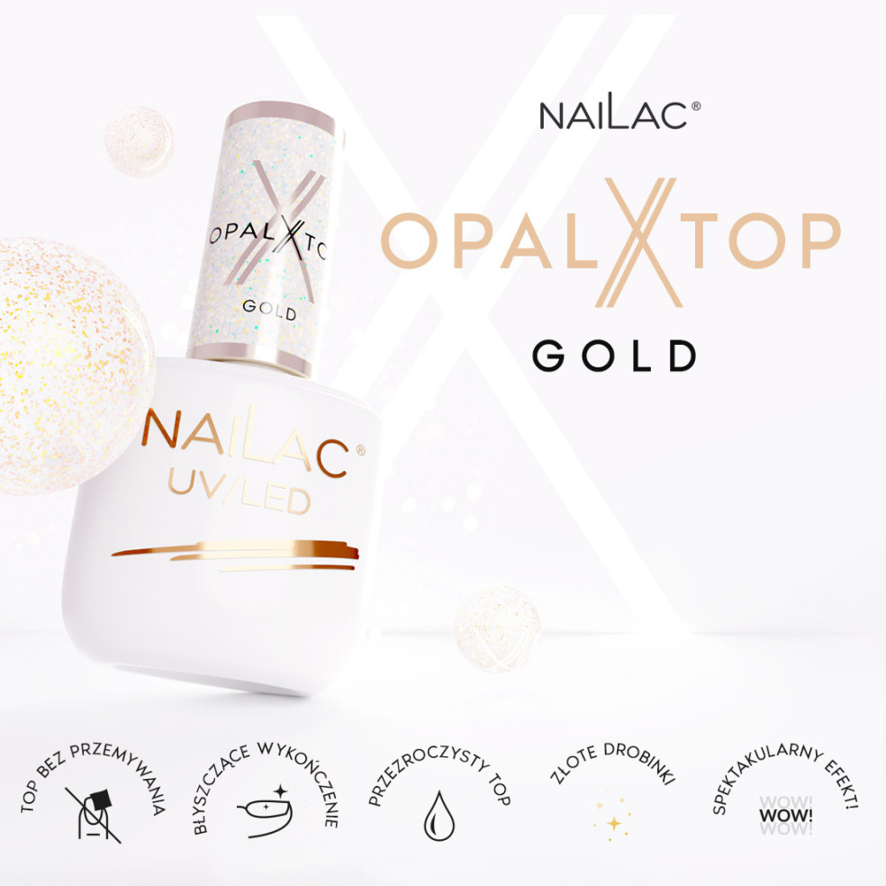 Top hybrydowy OpalX Top Gold NaiLac 7ml Top hybrydowy OpalX Top Gold NaiLac 7ml