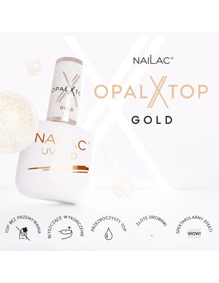 Hybrid top coat OpalX Top Gold NaiLac 7ml
