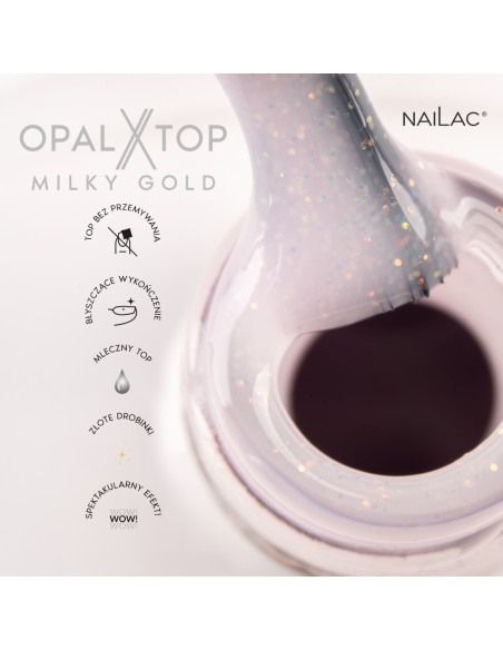 Hybrid top coat OpalX Top Milky Gold NaiLac 7ml