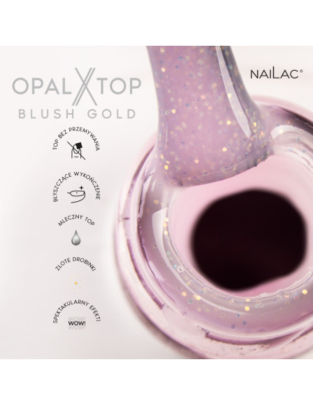 Hybrid top coat OpalX Top Blush Gold NaiLac 7ml