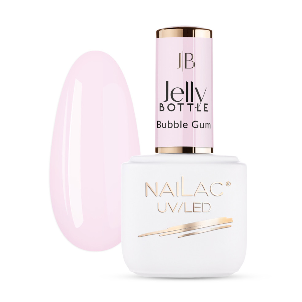 Butelka z żelem w butelce Jelly Bottle Bubble Gum i tipsem pokrytym jasnym różowym żelem NaiLac 7ml