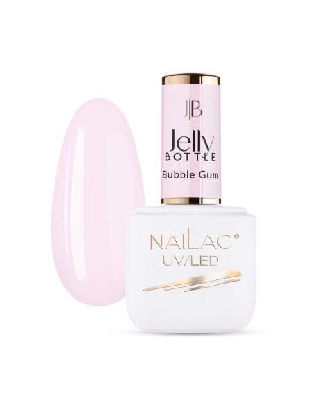 Butelka z żelem w butelce Jelly Bottle Bubble Gum i tipsem pokrytym jasnym różowym żelem NaiLac 7ml