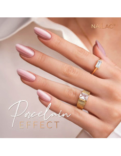 Butelka z lakierem hybrydowym i tipsem pomalowanym Porcelain Effect #02 w kolorze różowym NaiLac 7ml 2