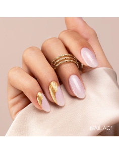 Butelka z żelem i tipsem w kolorze mlecznego fioletu z brokatem 2