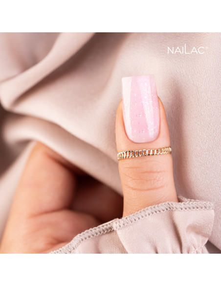 Manicure wykonany żelem w butelce Jelly Bottle Bling Aurora