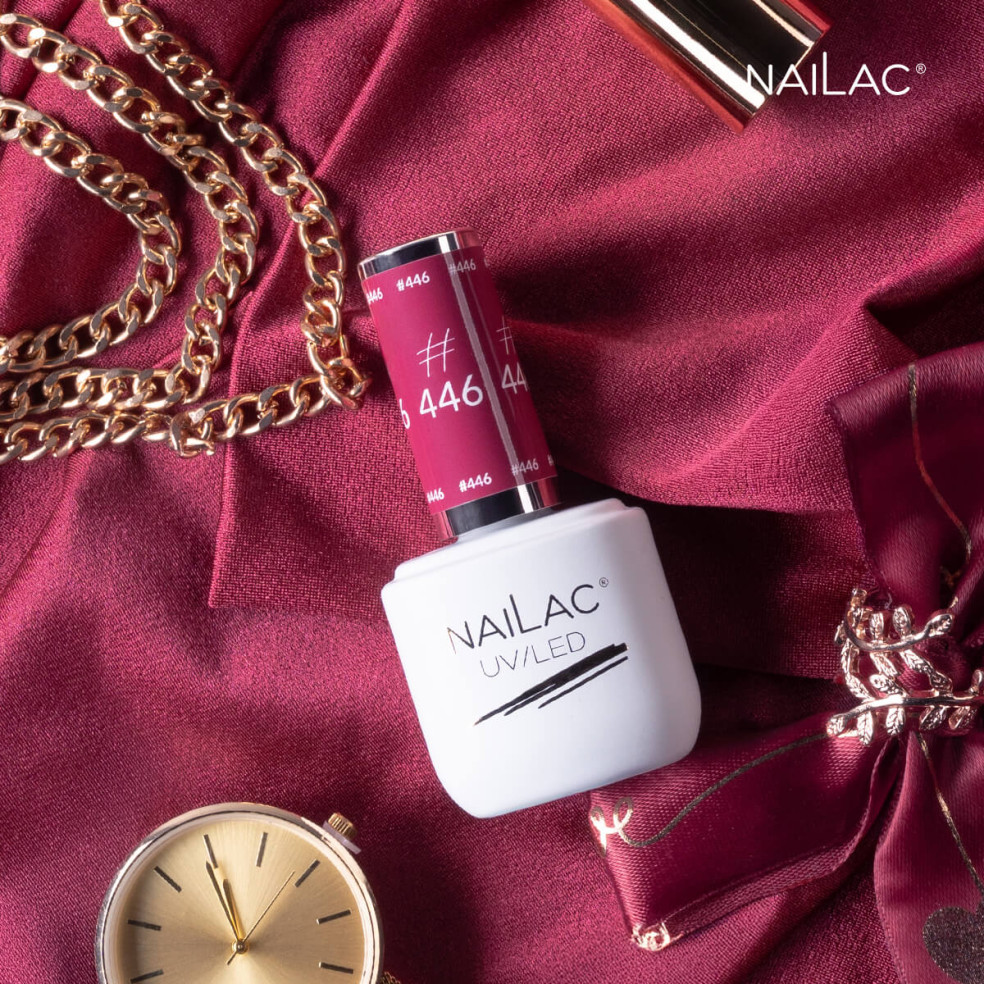 Butelka z lakierem hybrydowym w kolorze malonowy różowym