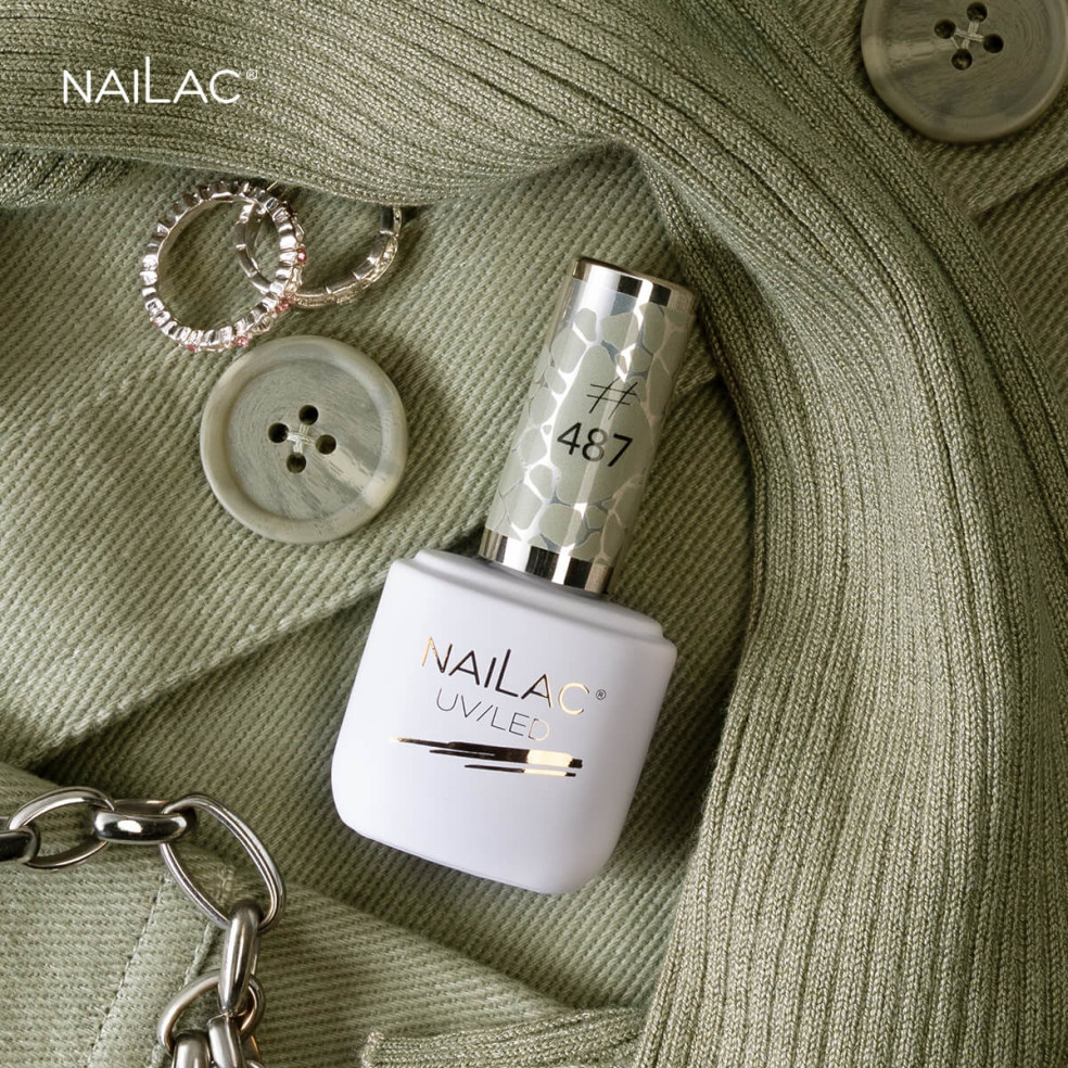 Butelka z lakierem hybrydowym w kolorze zgniłej zieleni Butelka z lakierem hybrydowym w kolorze zgniłej zieleni