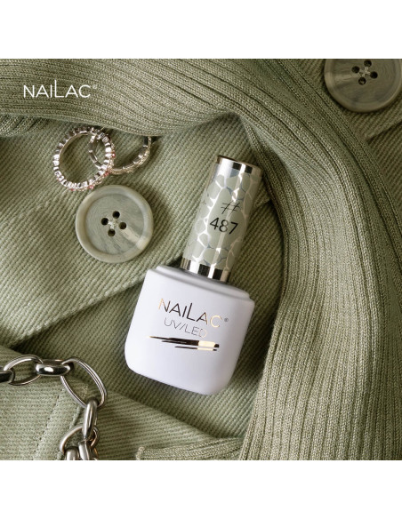 Butelka z lakierem hybrydowym w kolorze zgniłej zieleni Butelka z lakierem hybrydowym w kolorze zgniłej zieleni