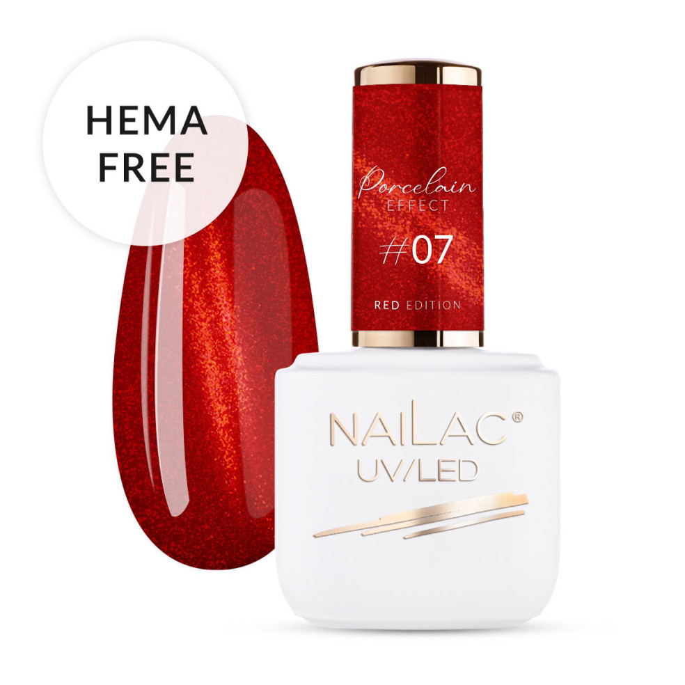 Czerwony lakier hybrydowy cat eye