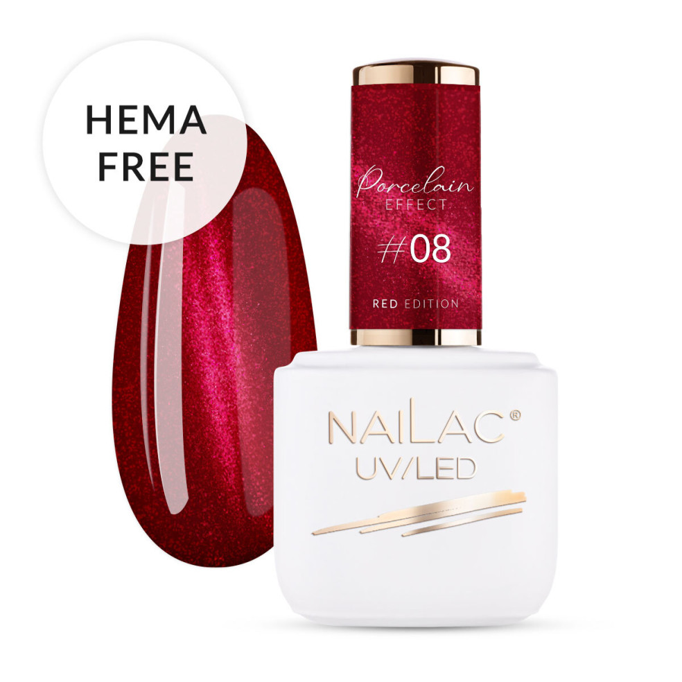 Lakier hybrydowy czerwony efekt cat eye