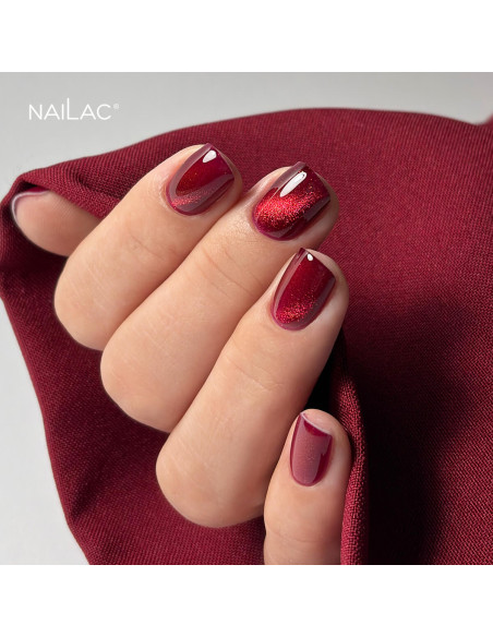 Czerwony lakier hybrydowy cat eye