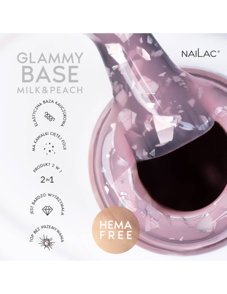 Baza kauczukowa Glammy Base Milk&Peach NaiLac 7ml