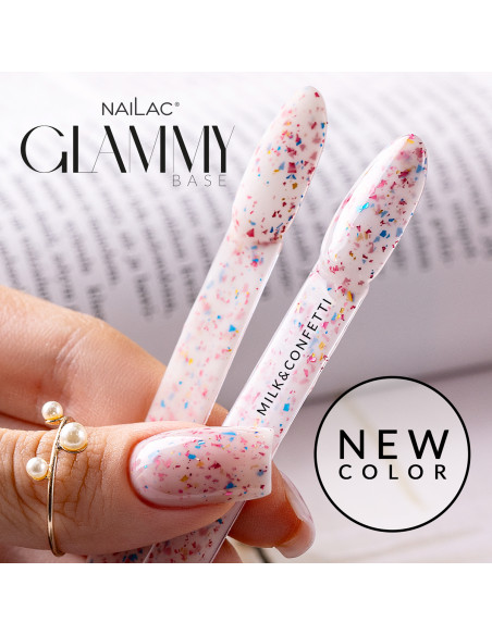 Rubber Base Glammy Base Milk&Confetti NaiLac 10ml