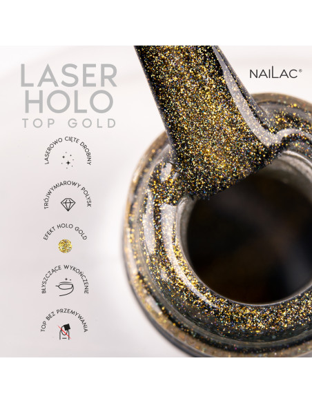 Top hybrydowy Laser Holo Top Gold 10ml NaiLac