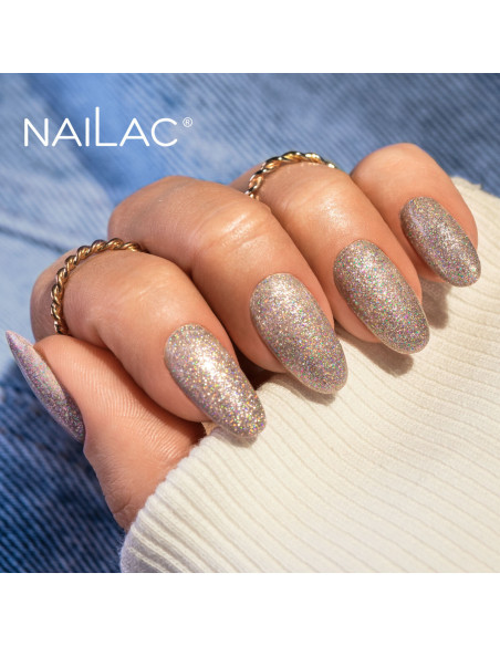 Hybrid top coat Laser Holo Top Rose Gold NaiLac 10ml