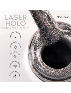 Top hybrydowy Laser Holo Top Rose Gold 10ml NaiLac 2