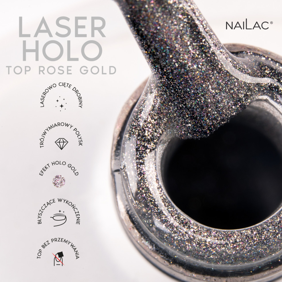 Hybrid top coat Laser Holo Top Rose...
