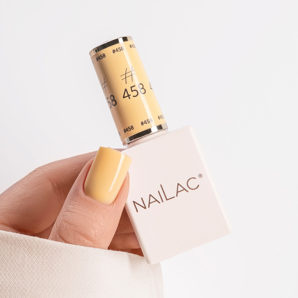 kciuk pomalowany żółtym lakierem #458 NaiLac