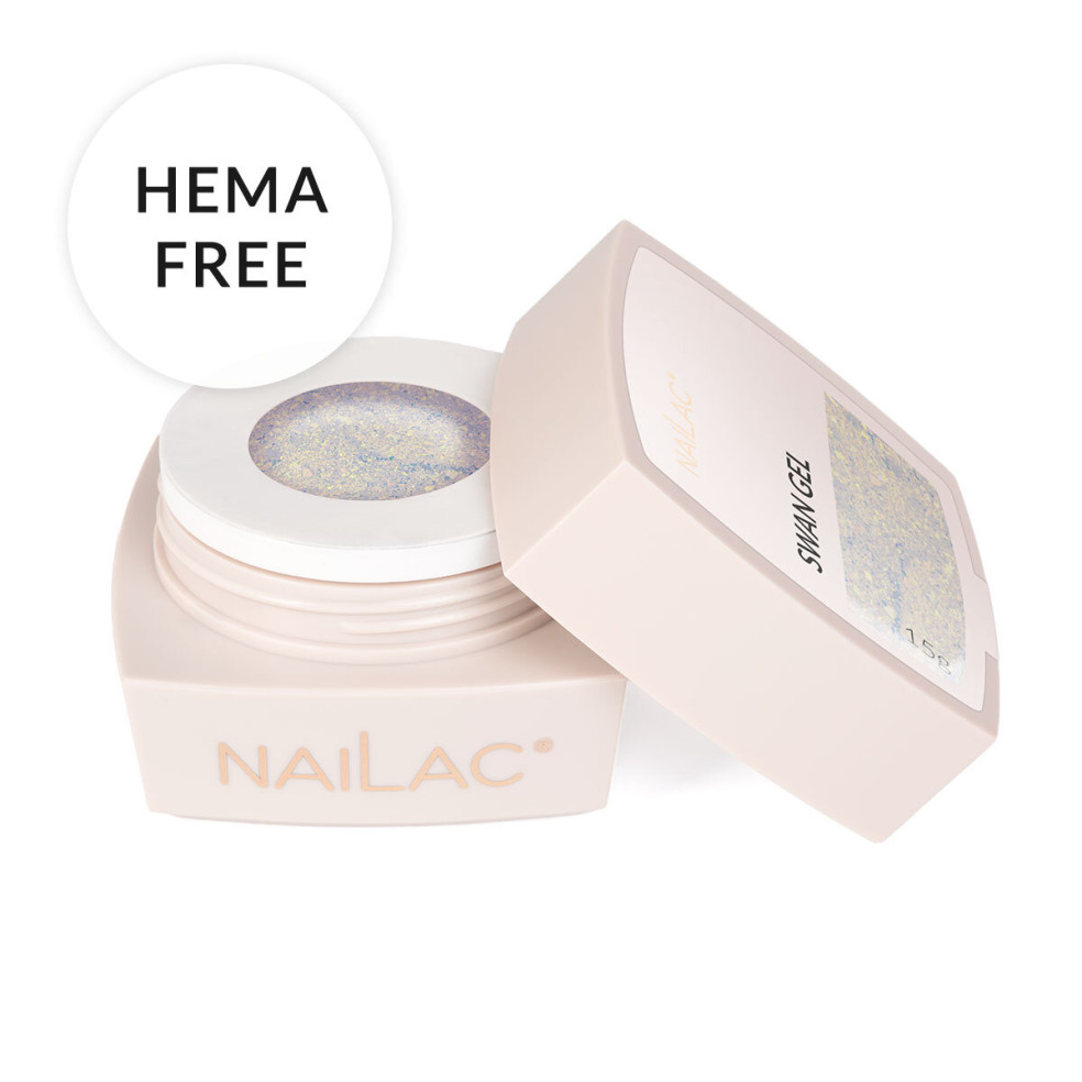 Żel NaiLac z efektem Flash w słoiczku - formuła hema-free z opalizującymi flakes Swan Gel NaiLac 15g
