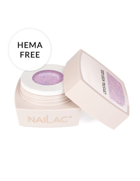 Żel NaiLac z efektem Flash w słoiczku - formuła hema-free z opalizującymi flakes Crystal Kiss Gel NaiLac 15g