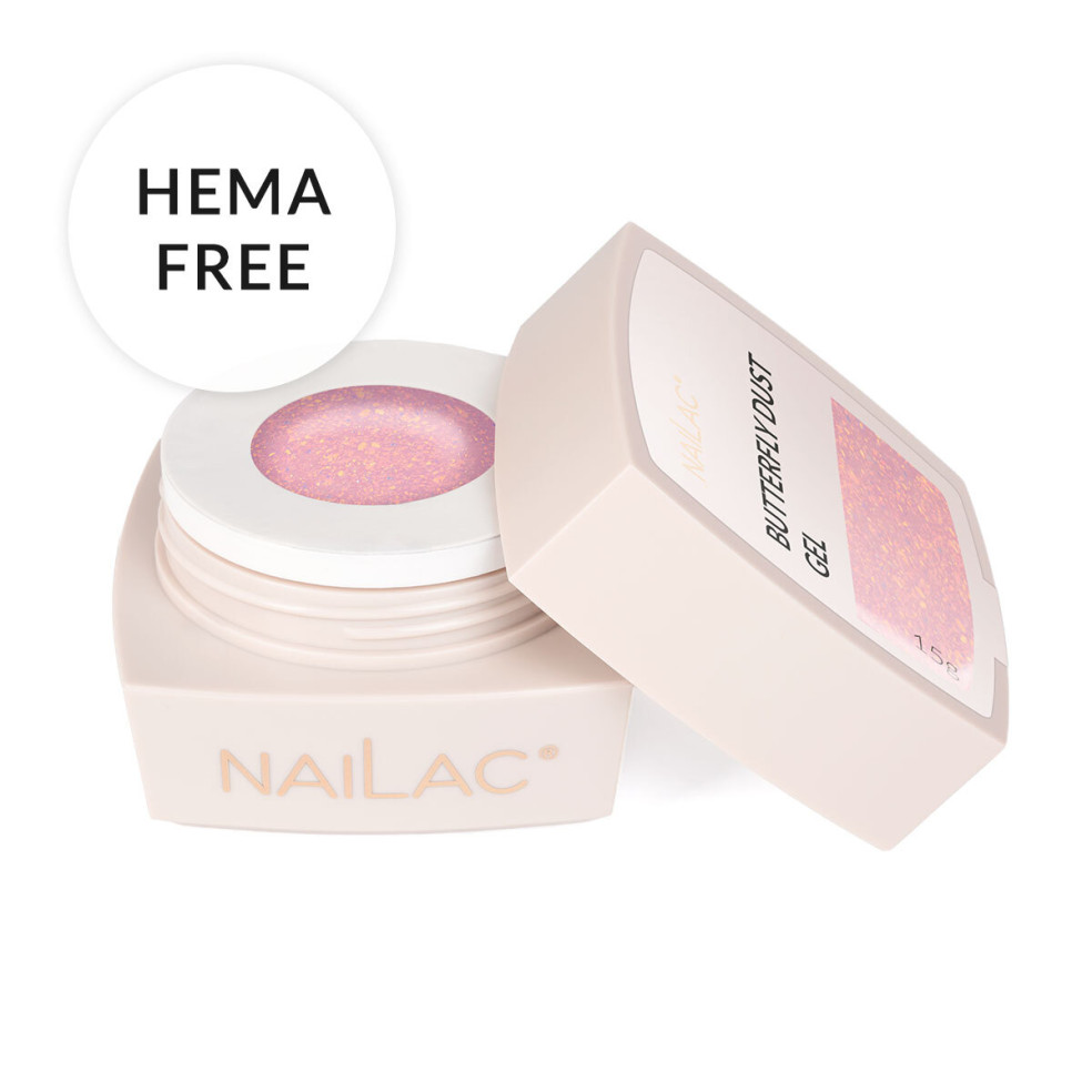 Żel NaiLac z efektem Flash w słoiczku - formuła hema-free z opalizującymi flakes Butterfly Dust NaiLac 15g