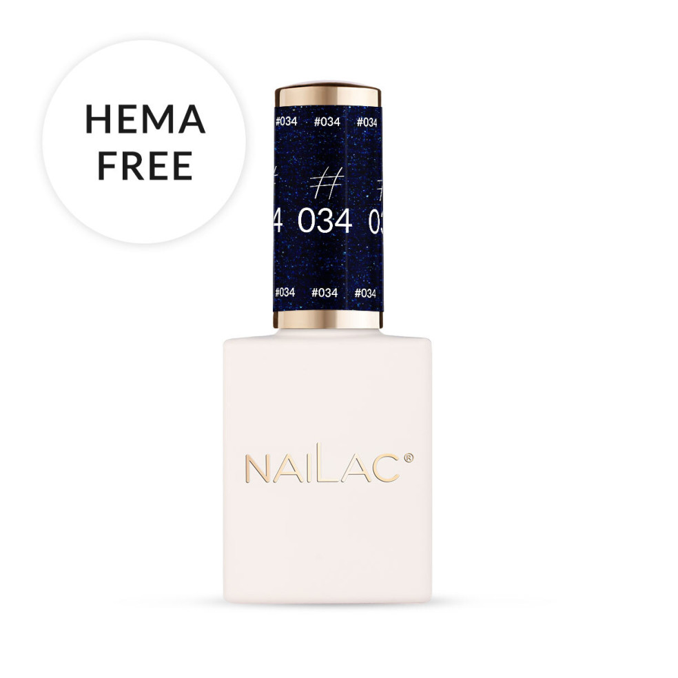 #034 Lakier hybrydowy NaiLac 7ml granatowy z drobinkami