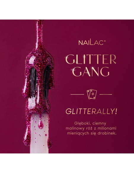 Hybrid nail polish glitter raspberry pink flash effect - Glitterally! NaiLac 7ml