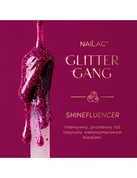 Hybrid nail polish glitter pink flash effect - Shinefluencer NaiLac 7ml