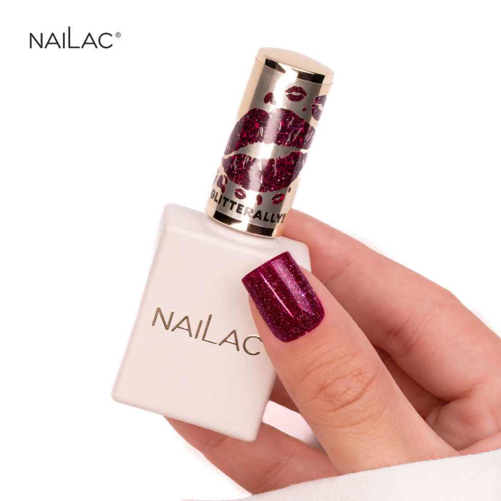 Hybrid nail polish glitter raspberry...