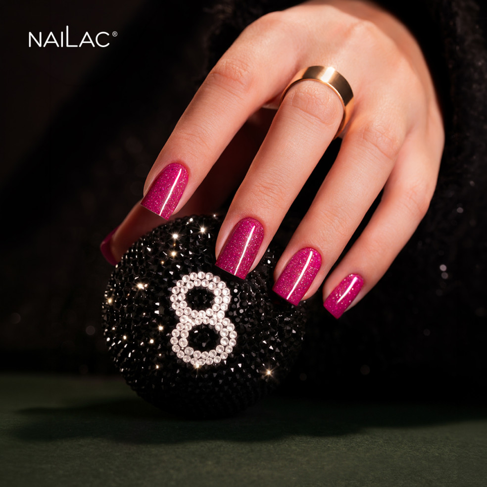 Hybrid nail polish glitter pink flash...
