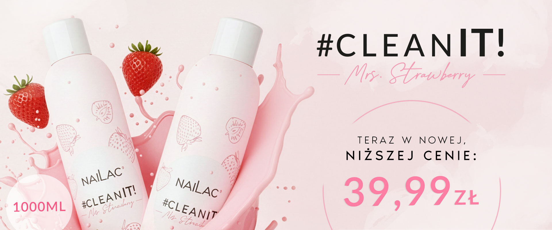 Baner promujący promocję 1+1 na lakiery hybrydowe, żele i żele w butelce